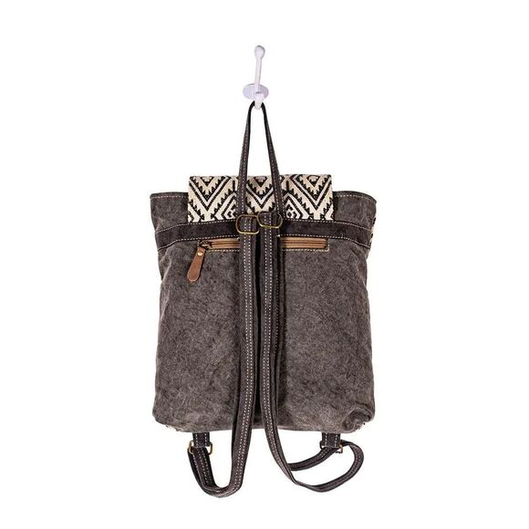 Myra Bag Handmade Dune Backpack Upcycled Canvas & Cowhide Leather main image 4